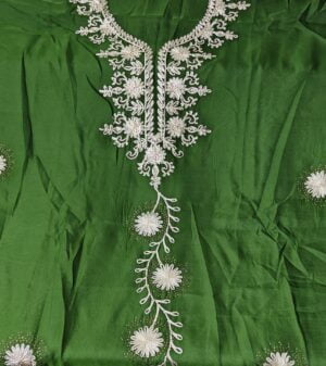 Green Organza Party wear 3 Piece Dress Material with Gota Patti and lace work