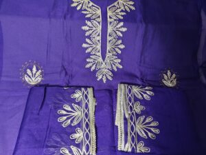 Violet Organza Party wear 3 Piece Dress Material with Gota Patti and lace work