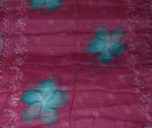 Dark Pink Mulmul Cotton all over printed Dress Material with thread work for Co ord sets