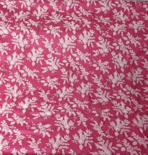 Dark Pink Mulmul Cotton all over printed Dress Material with thread work for Co ord sets