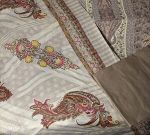 Beige Poly Cotton Digital printed 3 piece Dress Material