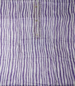 Purple Pure Cotton 3 Piece Dress Material with Swarovski work on neck and panel