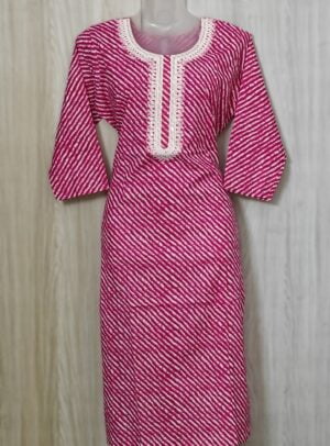 Pink Leheria Kurta with Embroidery work