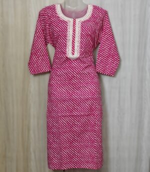 Pink Leheria Kurta with Embroidery work