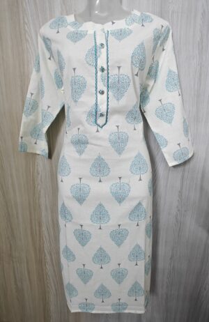 Off White Block Printed Kurta