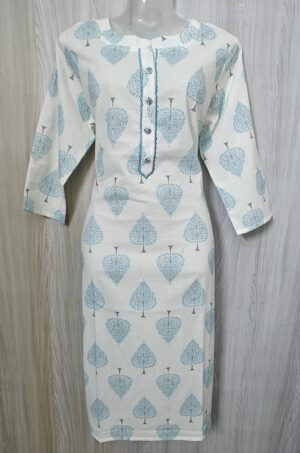 Off White Block Printed Kurta