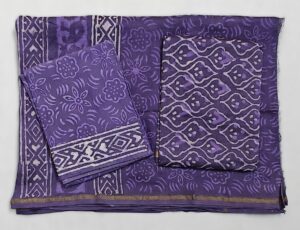 Light Purple Hand Block Print Chanderi Suit with Chanderi Dupatta