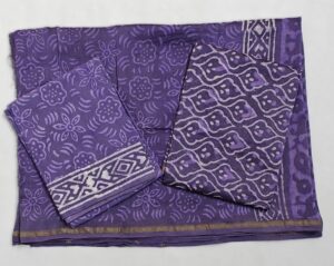 Light Purple Hand Block Print Chanderi Suit with Chanderi Dupatta