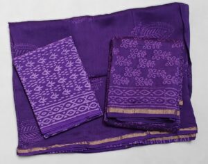 Purple Hand Block Print Chanderi Suit with Chanderi Dupatta