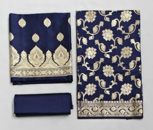 Royal Blue Semi Silk Banarasi suit with Zari work and Jaal Dupatta