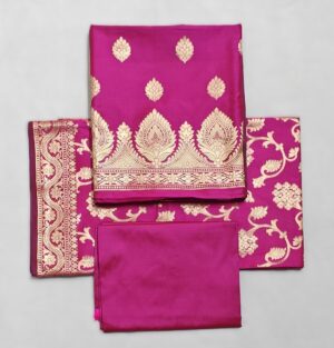 Magenta Semi Silk Banarasi suit with Zari work and Jaal Dupatta