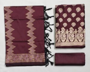 Wine Alfi Katan Silk Banarasi suit with Zari work