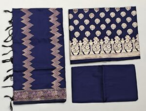 Royal Blue Alfi Katan Silk Banarasi suit with Zari work