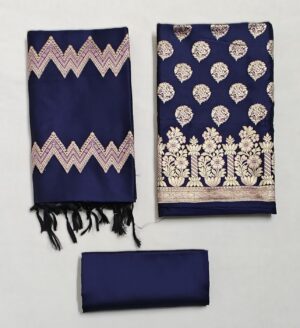 Royal Blue Alfi Katan Silk Banarasi suit with Zari work