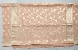 Peach Linen Banarasi suit with Zari work