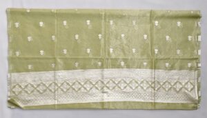 Pastel Green Banarasi Handloom Cotton Tissue suit with Zari work