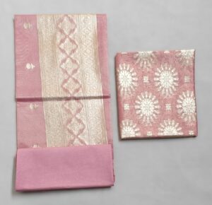 Pastel Pink Banarasi Handloom Cotton Tissue suit with Zari work