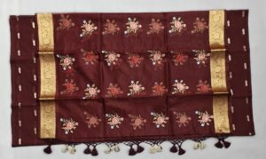 Maroon Banarasi Handloom Chanderi Silk Suit with Zari work and Embroidery dupatta