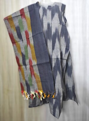 Grey Light South Cotton Pant Suit with cotton Dupatta